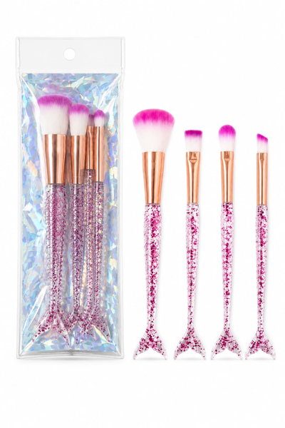 Set de 4 Brochas de Maquillaje Sirena Acrilica