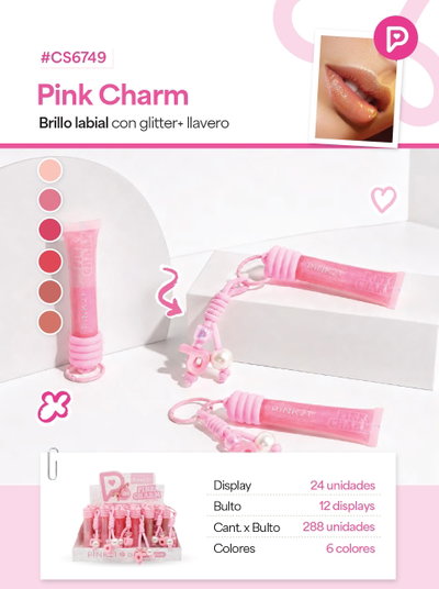 PINK 21 Lip Gloss Pink Charm + Llavero