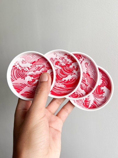 Set de portavasos ola de Kanagawa