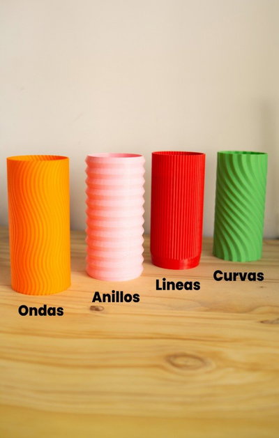 Floreros - Impresos En 3d Con Recipiente De Vidrio