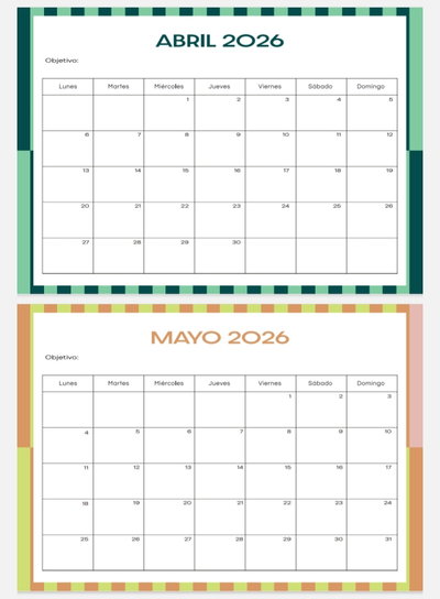PDF - Planner mensual 2026 color
