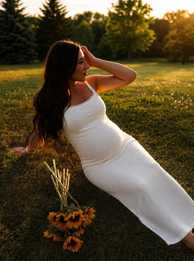 Vestido largo maternal apto lactancia