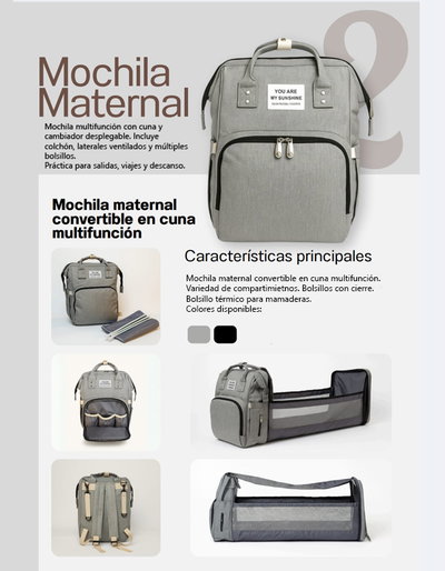 Mochila maternal con cuna para la comodidad de tu bebé/a.