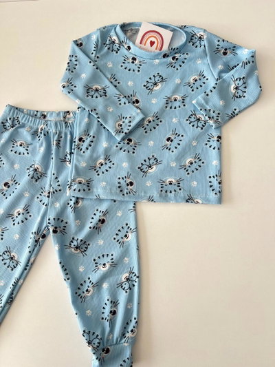 Pijama Estampado Celeste