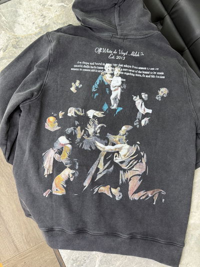 OFF W HOOD SWEATERSHIRT IN DISTREDDES BLACK