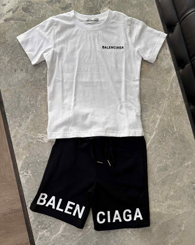 BB SHORT AND SHORT-SLEEVED T-SHIRT SET - WHITE & BLACK