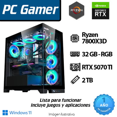 PC GAMER CUSTOM PLUS RYZEN AM5 7800X3D - 32GB - 2TB - RTX 5070 TI