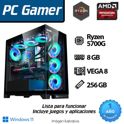 PC RYZEN 5700G 8 Core - 8GB - 256GB - RGB+GABINETE GAMER