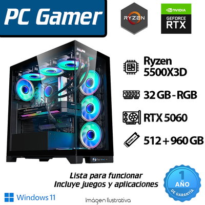 PC RYZEN 6 Core X3D - 32GB - 512+960GB - RTX 5060