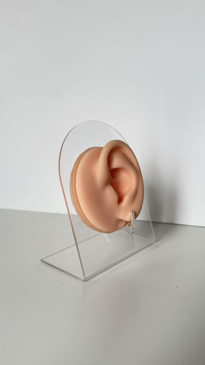 argollitas con dije de cruz 