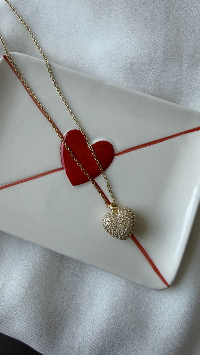 Collar corazón brilloso 