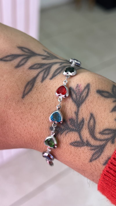 Pulsera acero corazones colores