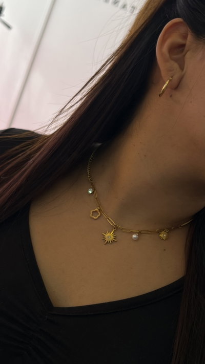 Collar acero dorado 