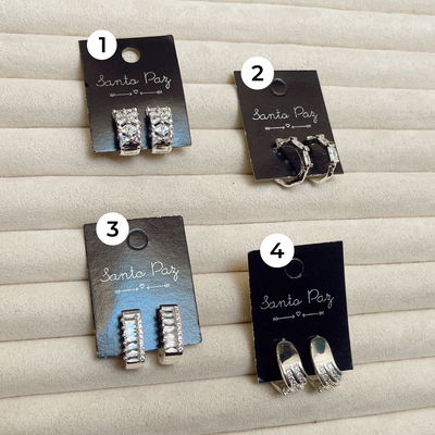 Aros Acero Blanco - Brillo y Strass