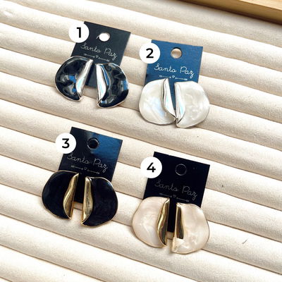 Aros de Acero Blanco y Dorado - Chapón Circulo