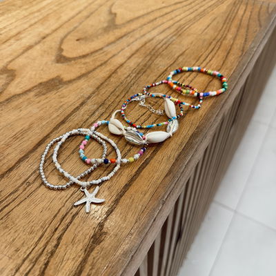 Pulsera pack caracol plateada colores