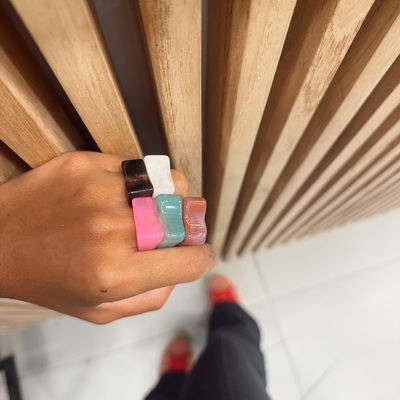 Anillos acrílico cuadrado