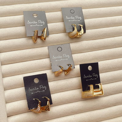 Aros de Acero Dorado - Strass