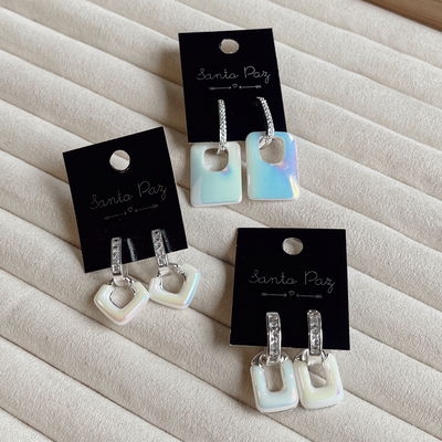 Aros de Acero Blanco - Perla y Cristal