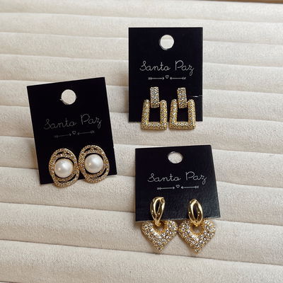 Aros de Acero Dorado - Strass