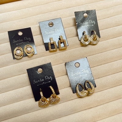 Aros de Acero Dorado - Strass