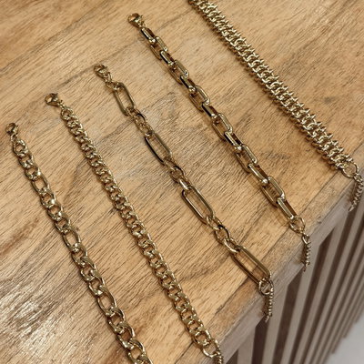 Pulseras en Acero Dorado - Cadenas