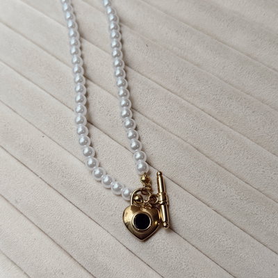 Collares de Acero Dorado - Perlas