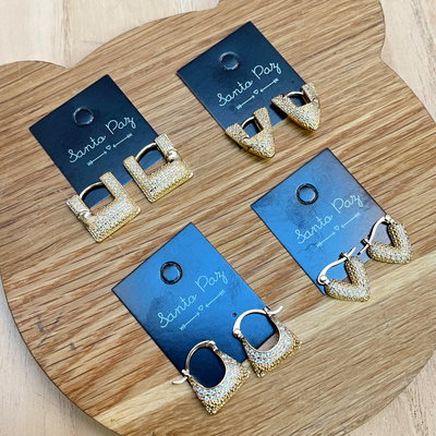 Aros de Acero Dorado - Strass