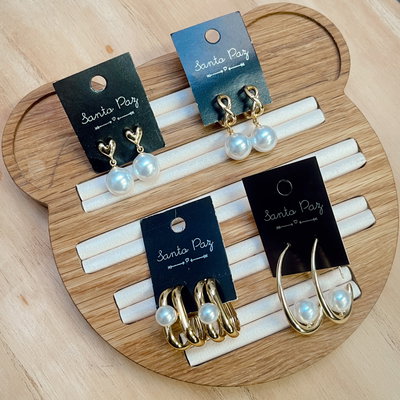 Aros de Acero Dorado - Perla