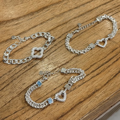 Pulseras de Acero Blanco con Strass