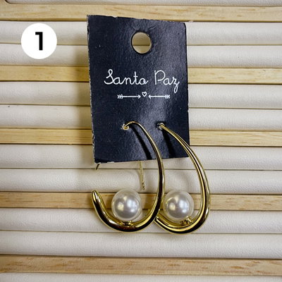 Aros de Acero Dorado - Perla
