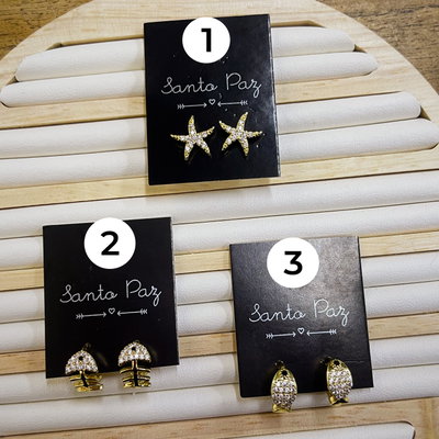 Aros de Acero Dorado - Strass Varios