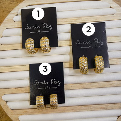 Aros de Acero Dorado - Strass I