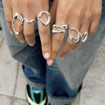 Anillos de Cobre Plateado 