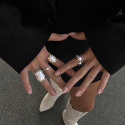 Anillos de Cobre Plateado por Talle
