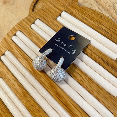 Aros de Acero Blanco - Strass Colgante