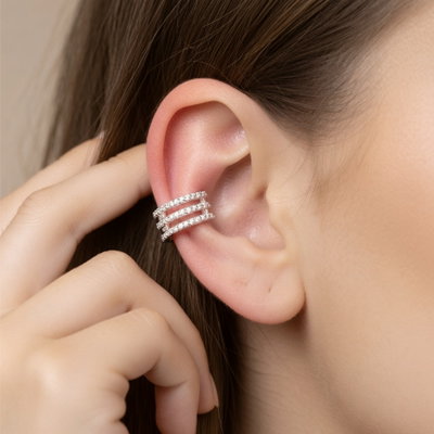Aros Cuff de Acero Blanco