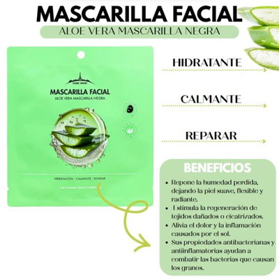 Mascarilla facial de carbón cristalino y aloe vera