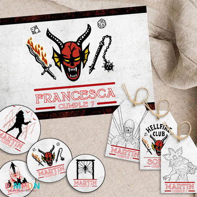 kit imprimible textos editables -  STRANGER THINGS