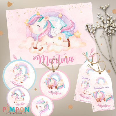 kit imprimible personalizado - UNICORNIO 2