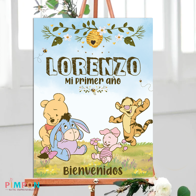 kit imprimible textos editables - WINNIE POOH BEBE