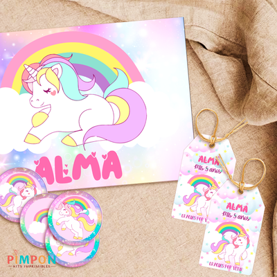 kit imprimible textos editables - UNICORNIO 