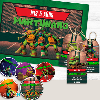 kit imprimible personalizado - TORTUGAS NINJA