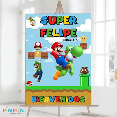 kit imprimible textos editables - SUPER MARIO BROS