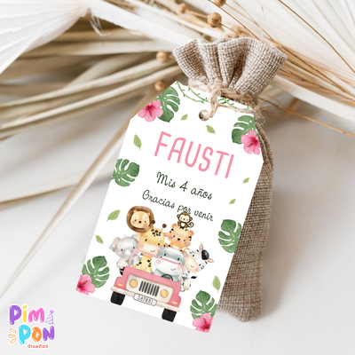 kit imprimible textos editables - ANIMALITOS - SAFARI MOD 3 ROSA