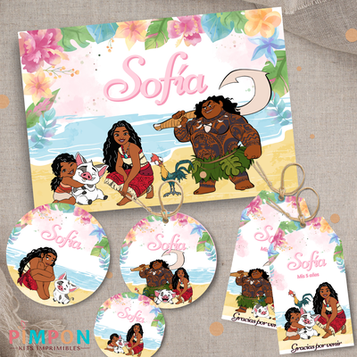 kit imprimible personalizado - PRINCESAS - MOANA 2