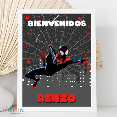 kit imprimible textos editables - SUPERHEROES - SPIDERMAN MILES MORALES