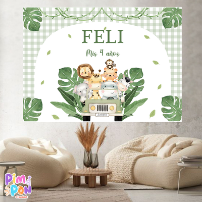 banner imprimible digital 2 x 1,50 mts - ANIMALITOS - SAFARI 3