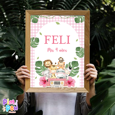 kit imprimible personalizado - ANIMALITOS - SAFARI MOD 2 ROSA