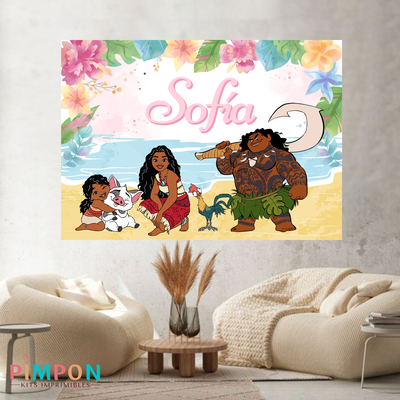 banner imprimible digital 2 x 1,50 mts - PRINCESAS - moana 2